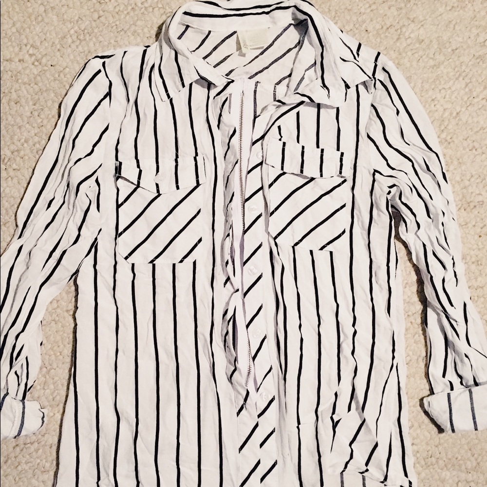 Loose, button-down striped blouse